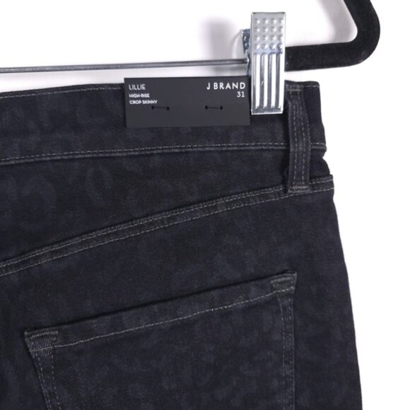 NWT J BRAND Lillie Black Leopard Button Fly Print High Rise Crop‎ Skinny Jeans - Picture 11 of 15